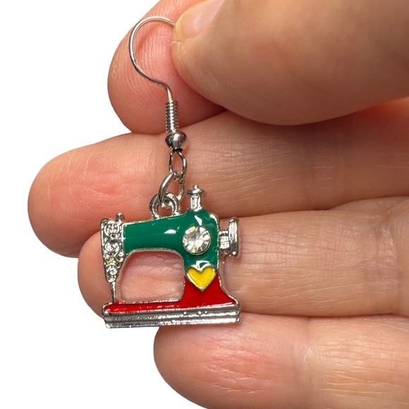 Colorful Sewing Machine Earrings - Enamel over Stainless Steel - Picture 4 of 4